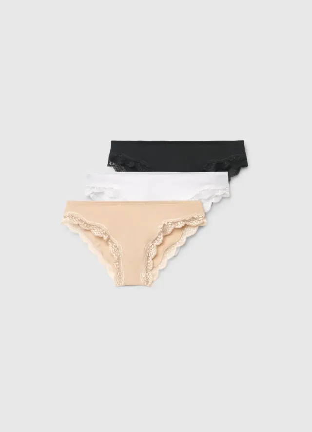 Calliope Lot 3 slips culotte dentelle taille mi-haute