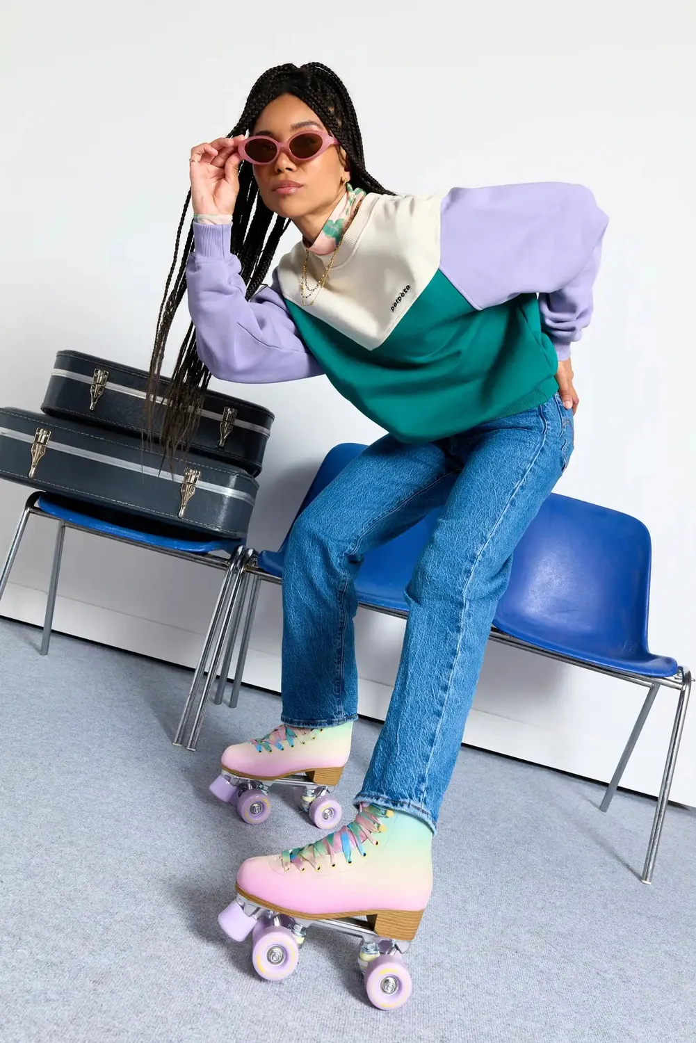 Perpète Max vert lilas sweat oversize bio