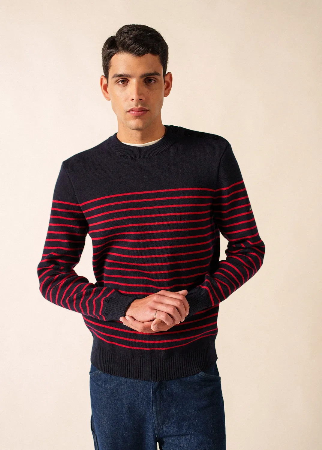 Saint James Binic pull marin navy médoc laine