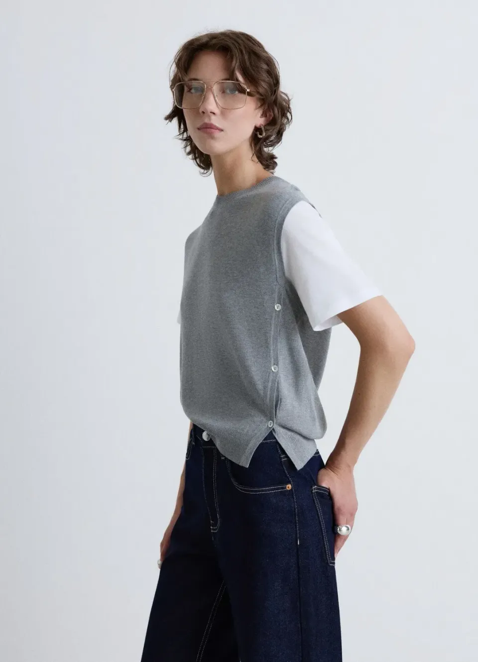 Calliope t-shirt femme effet layering à boutons