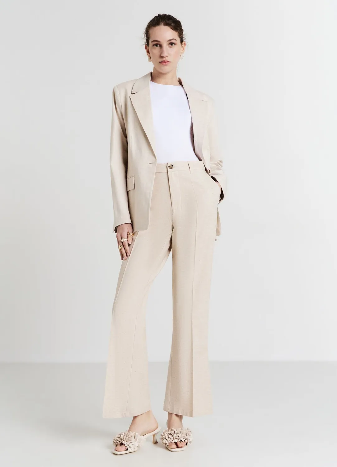 Calliope pantalon flare femme coton uni