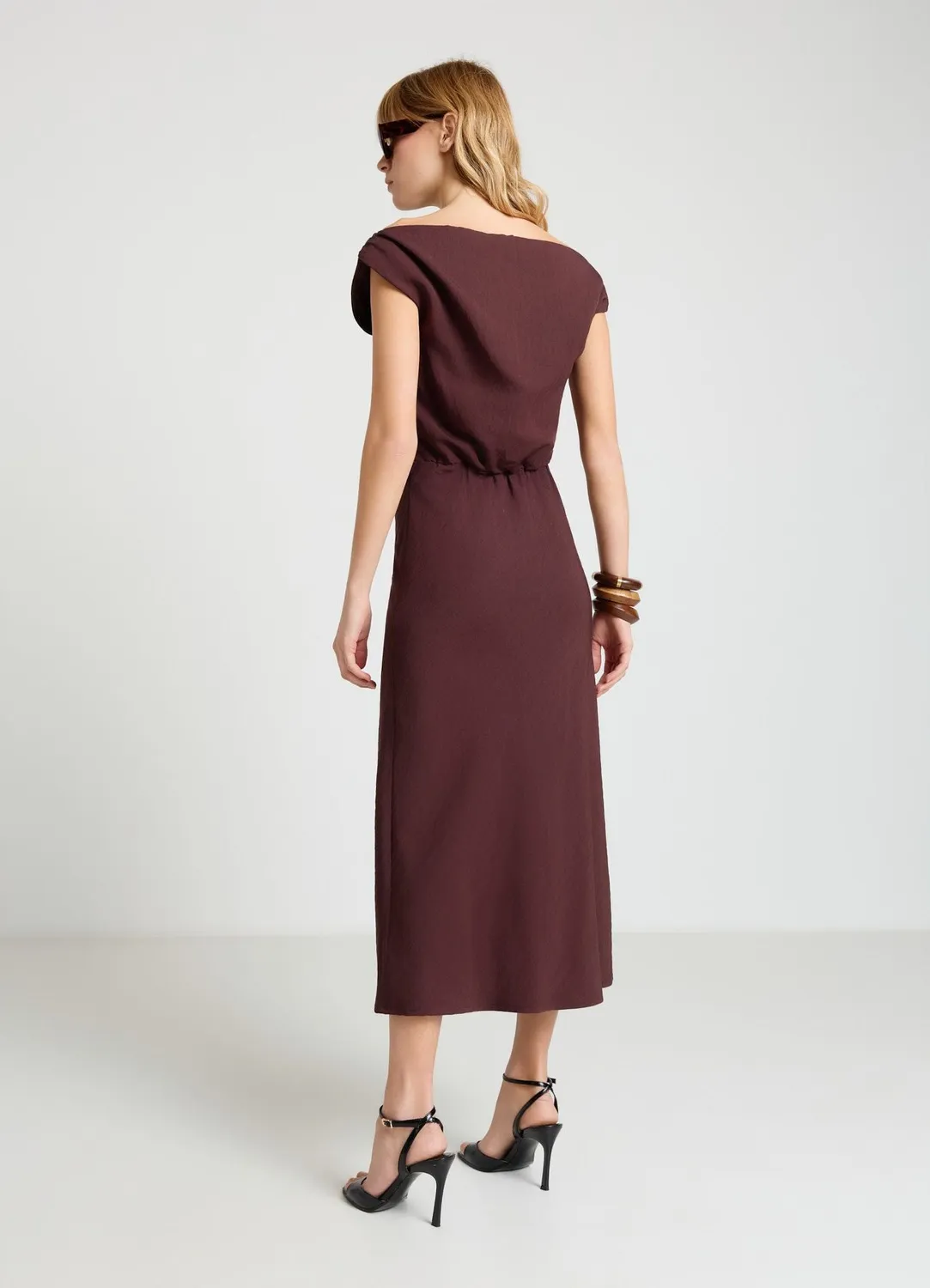 Calliope tubino midi robe drapée sans manches bureau