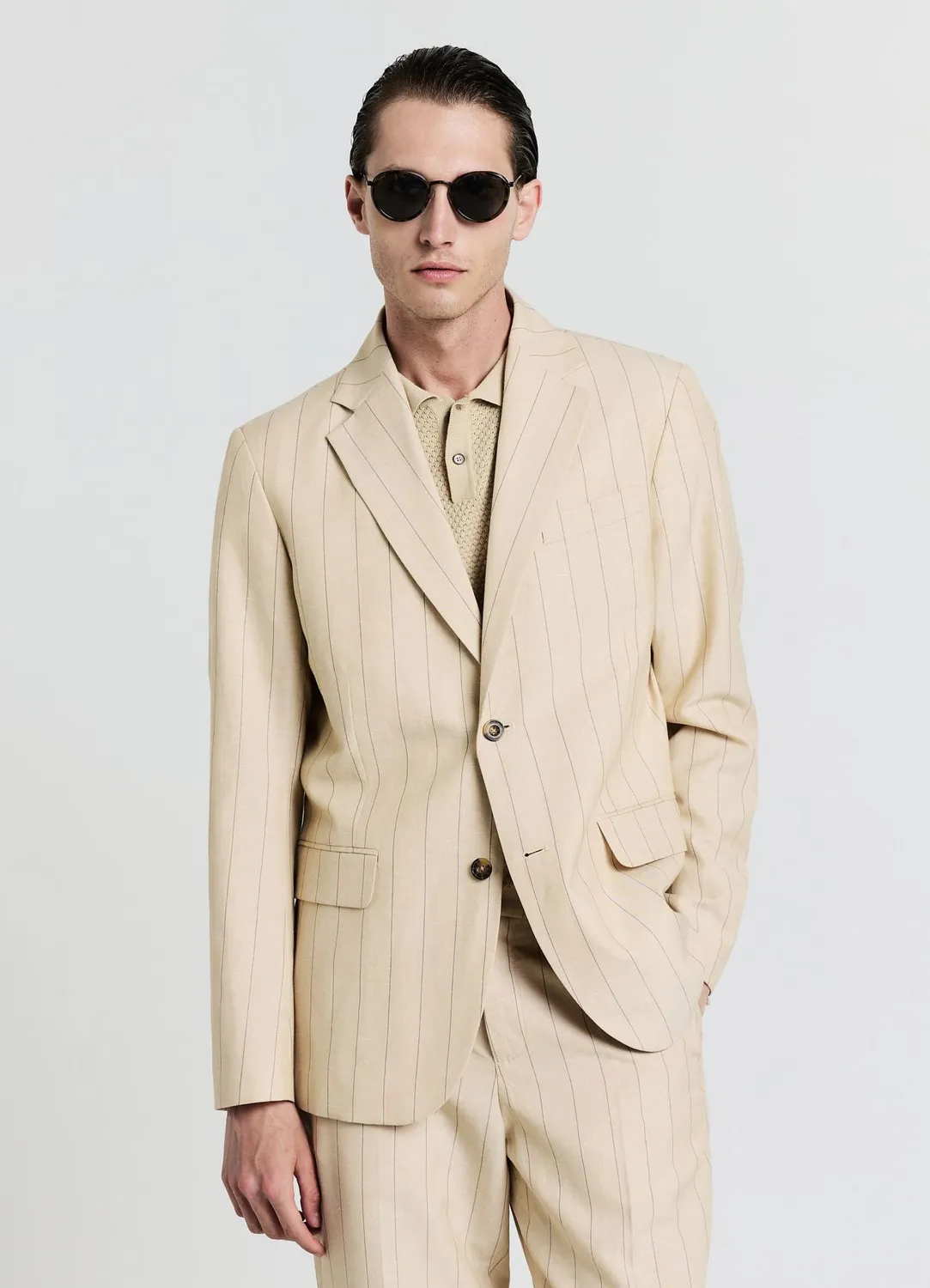 Calliope veste homme à rayures lin regular