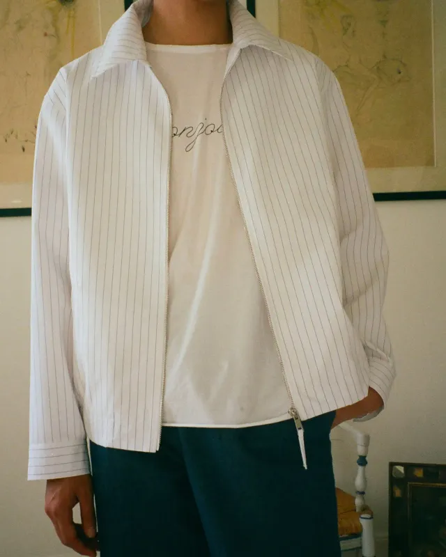 Erevan Lipp veste poplin blanche rayures boxy