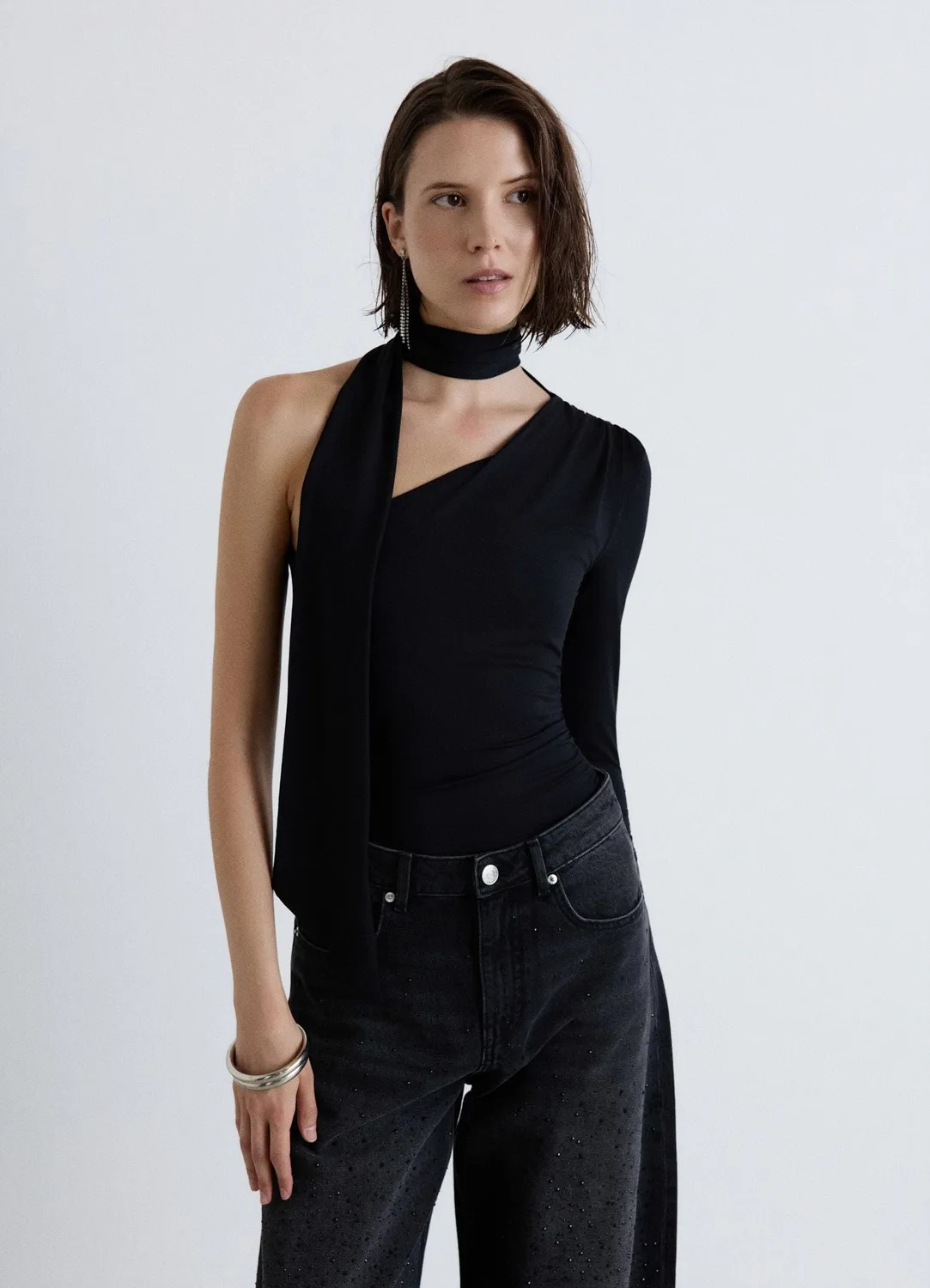 Calliope Body monospalla body asymétrique femme soirée