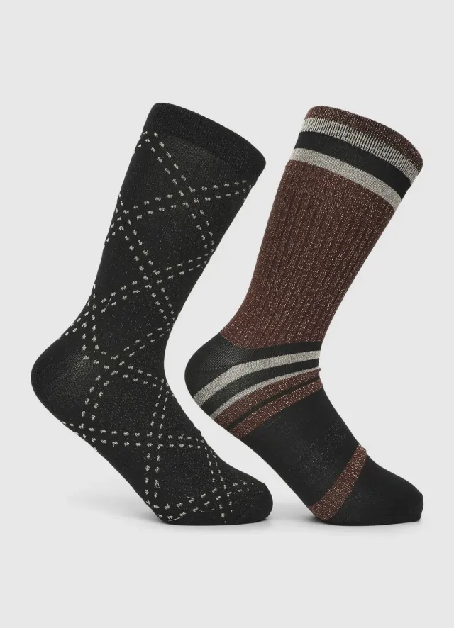 Calliope chaussettes femme lot 2 paires losanges rayures