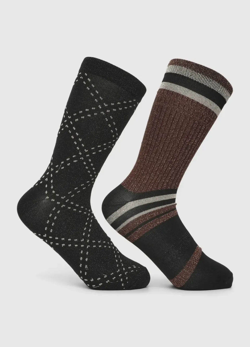 Calliope chaussettes femme lot 2 paires losanges rayures