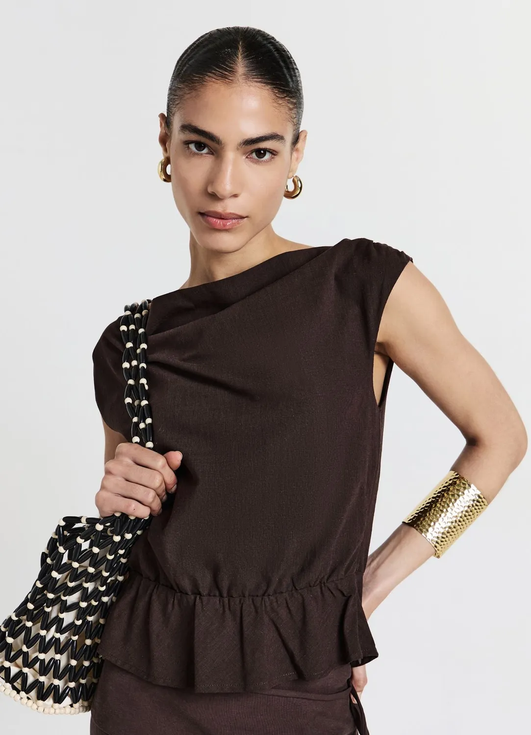 Calliope blouse épaule tombante unie femme