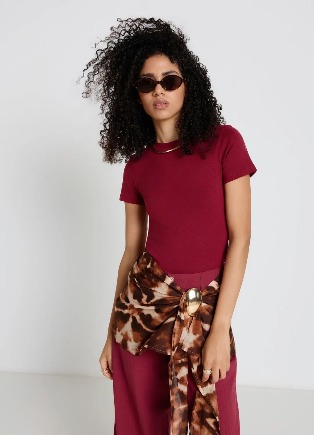 Calliope t-shirt uni col rond manches courtes femme