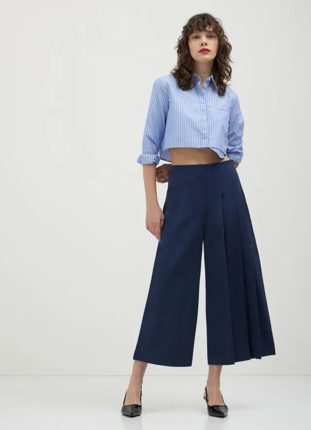 Calliope pantalon culotte à plis femme zip latéral