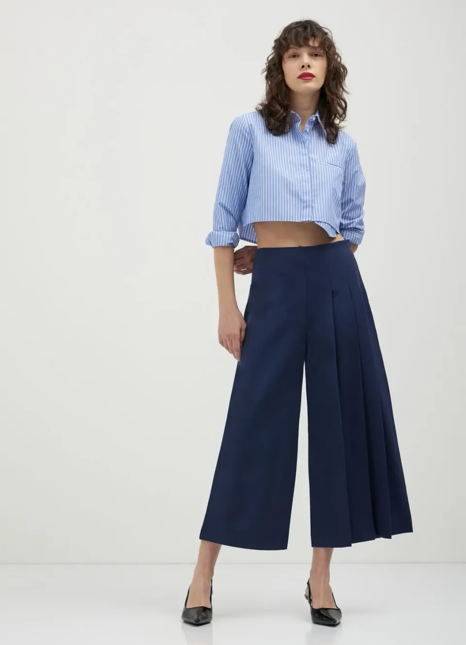 Calliope pantalon culotte à plis femme zip latéral