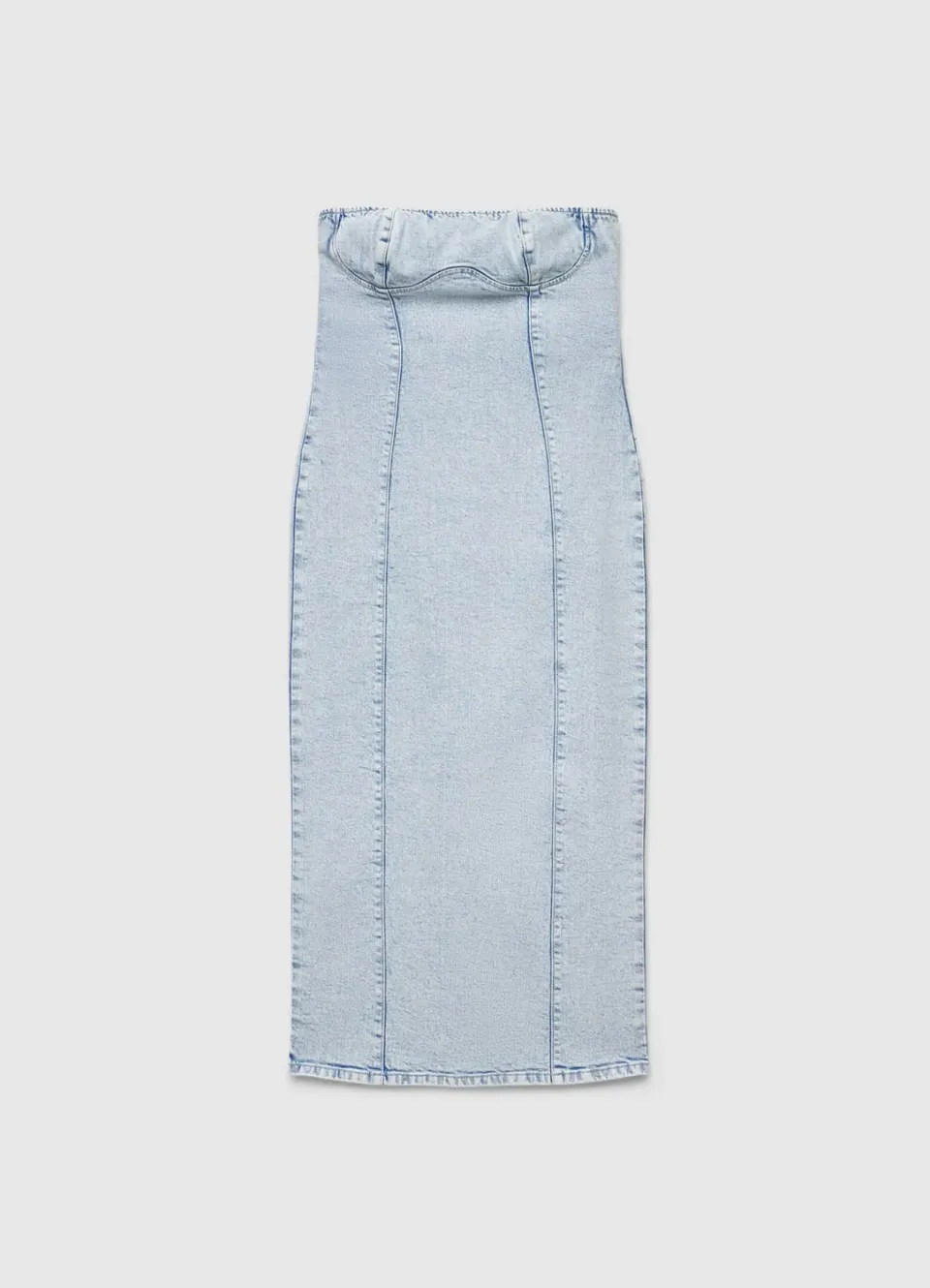 Calliope Robe tubino longue denim col cœur ajustée