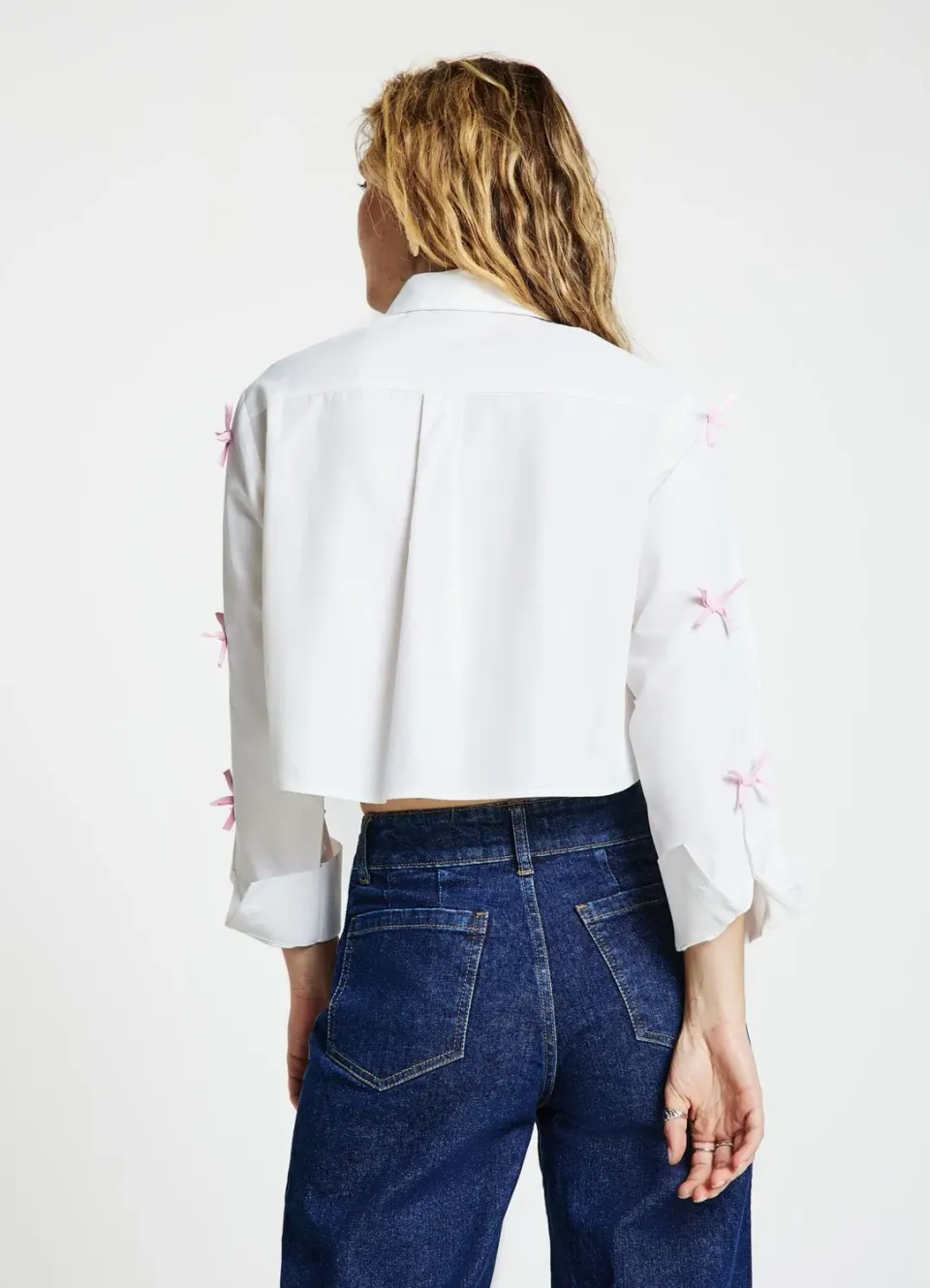 Calliope chemise crop à nœuds femme manches longues
