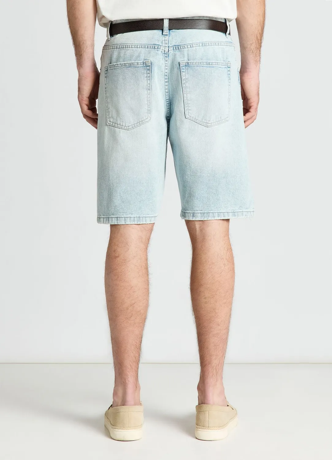 Calliope short jean homme baggy denim délavé uni