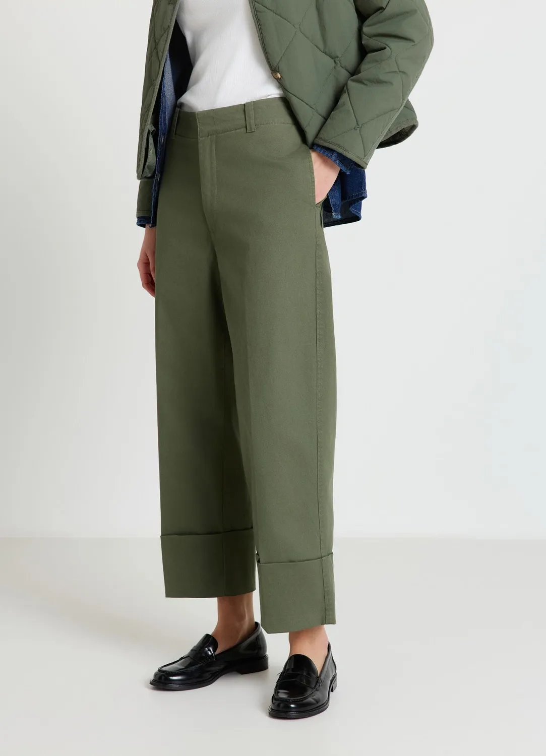 Calliope pantalon chino femme uni revers