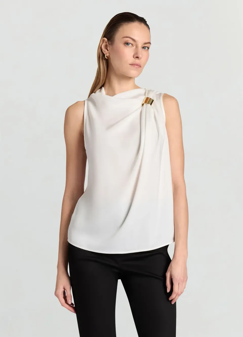 Calliope Drapé Anneau top satiné sans manches