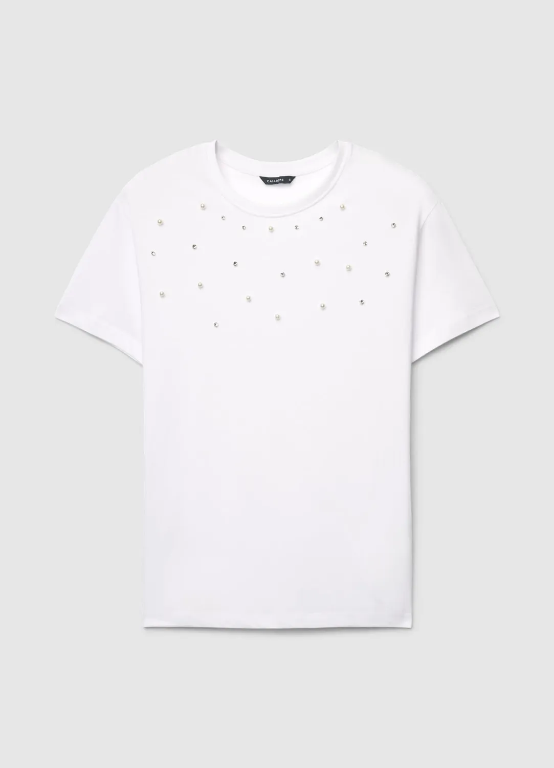 Calliope t-shirt perles et strass femme col rond