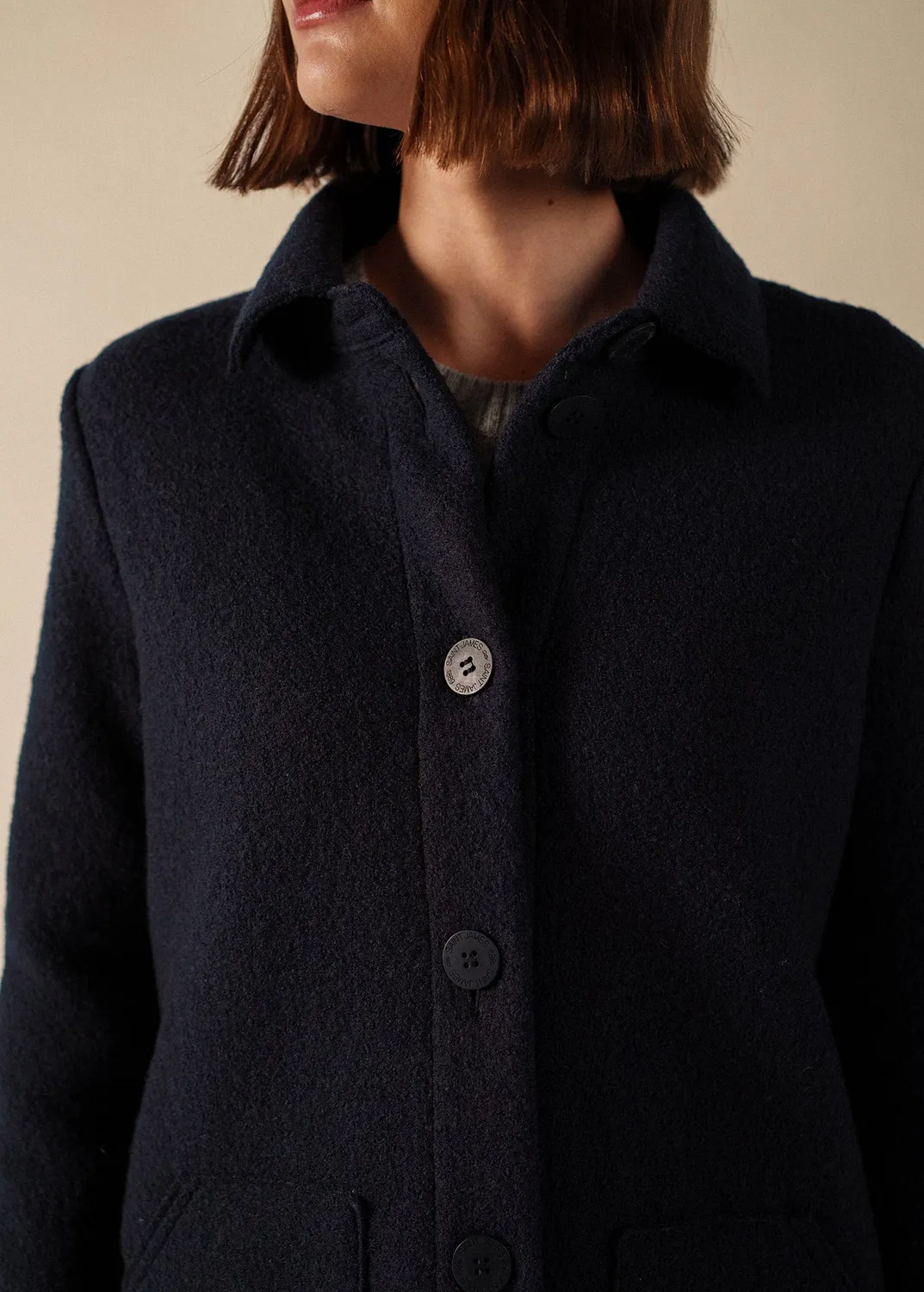Saint James Pyrénées veste femme navy laine bouillie