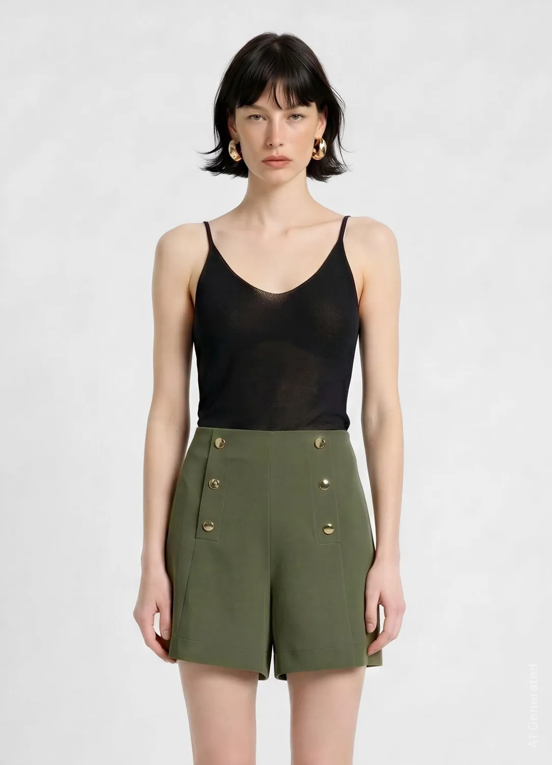Calliope shorts boutons femme taille haute
