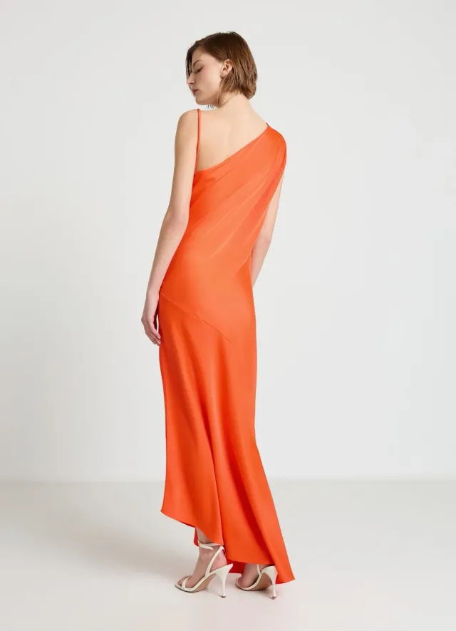 Calliope Robe une épaule robe soirée satinée asymétrique