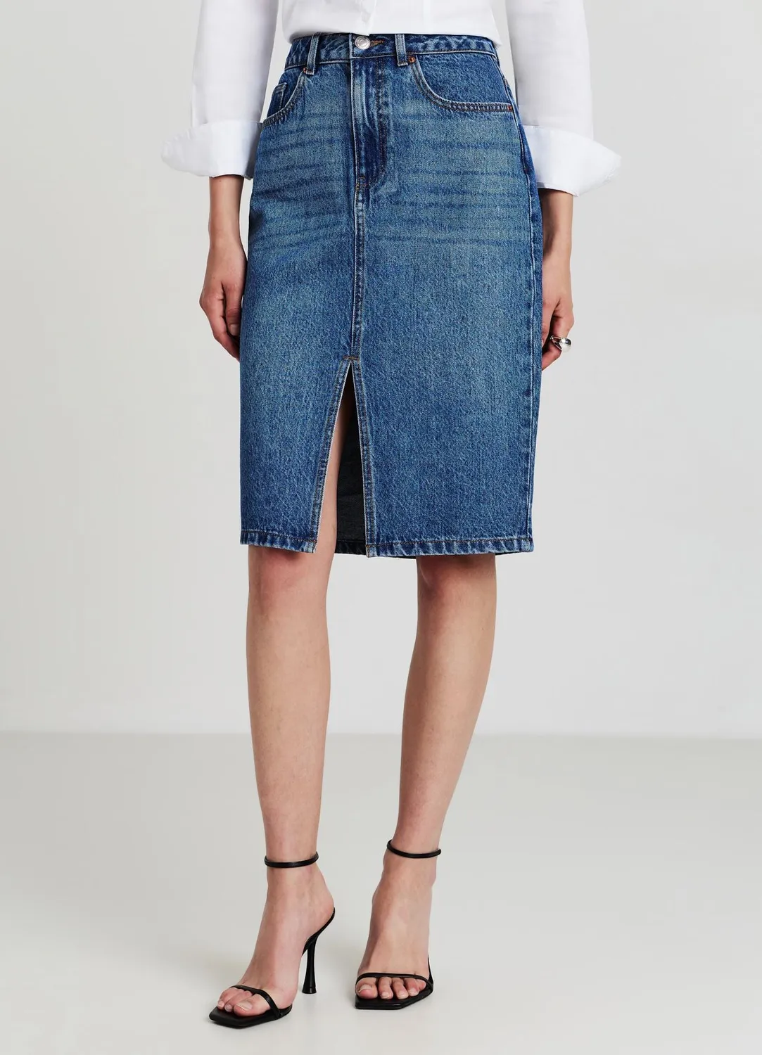 Calliope jupe longuette denim fente femme