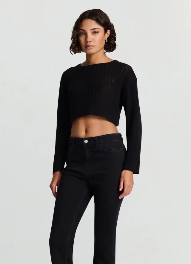 Calliope pull crop femme ajouré col rond