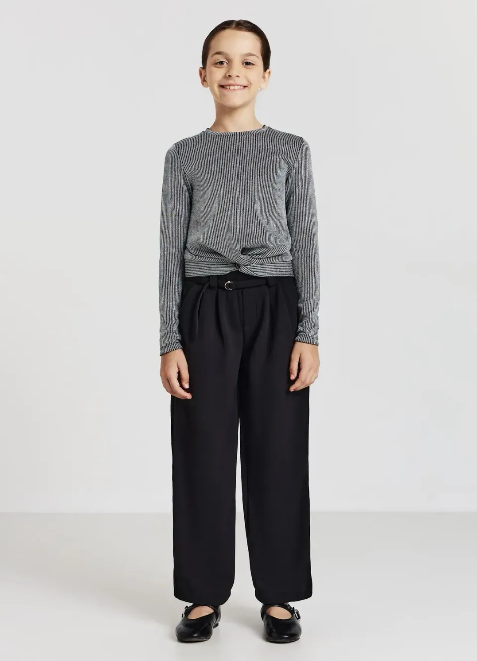Calliope t-shirt fille côtelé nœud manches longues
