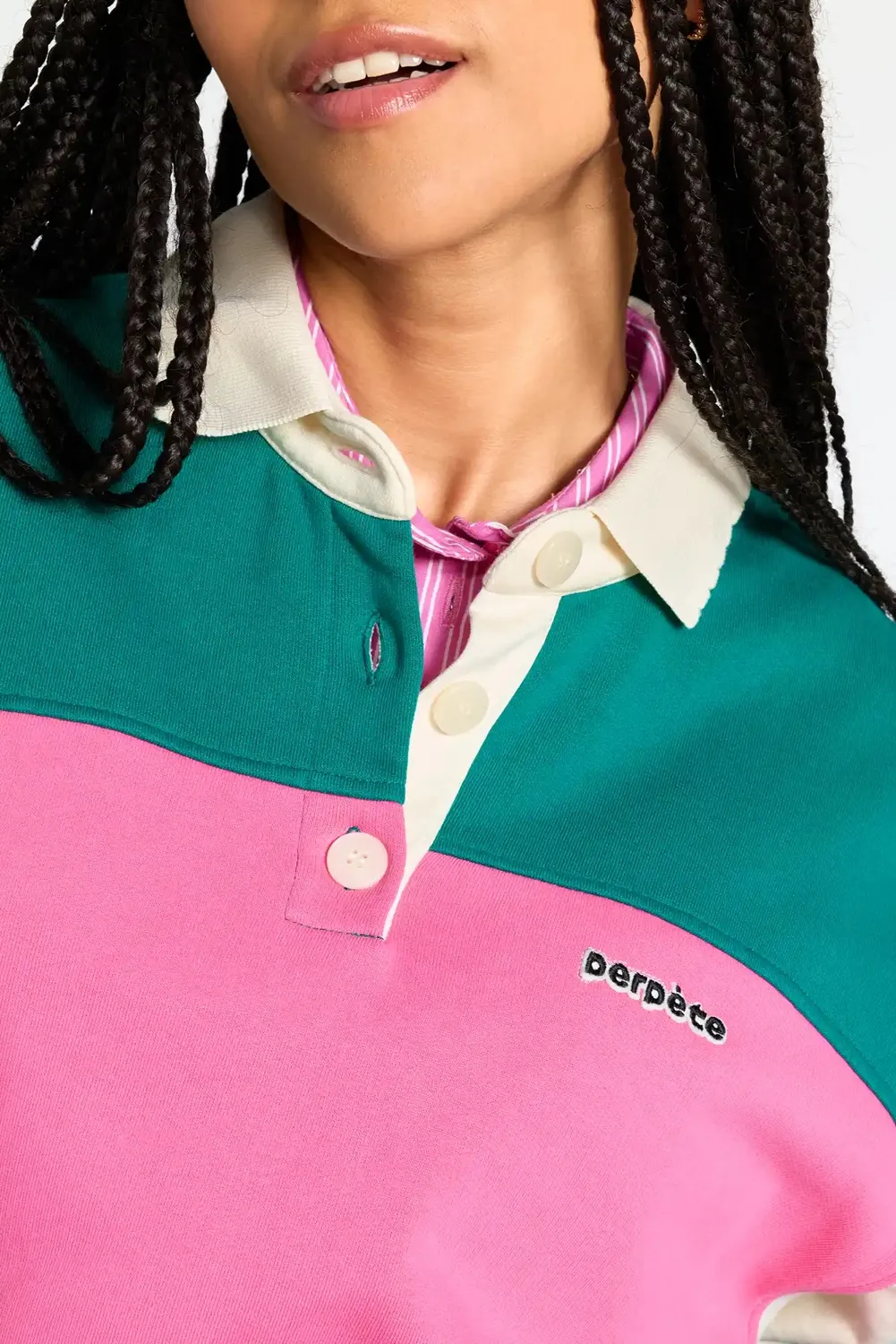Perpète Linda vert sweat coton bio oversize