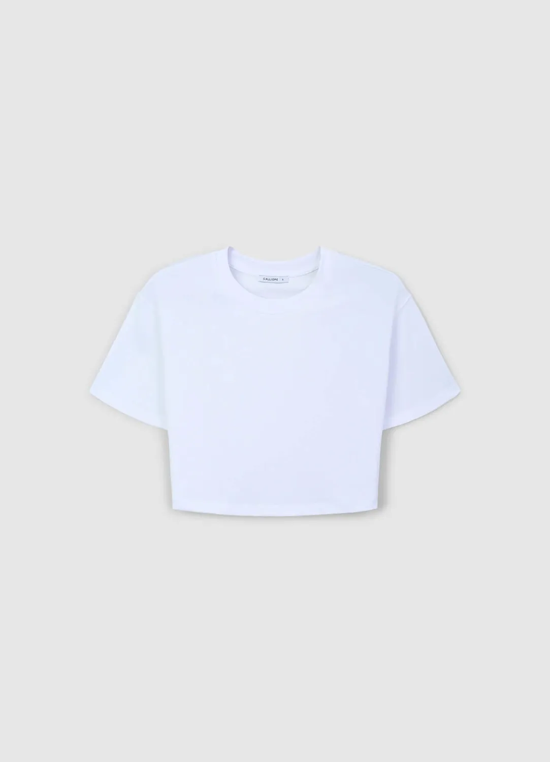 Calliope T-shirt crop coton femme uni manches courtes