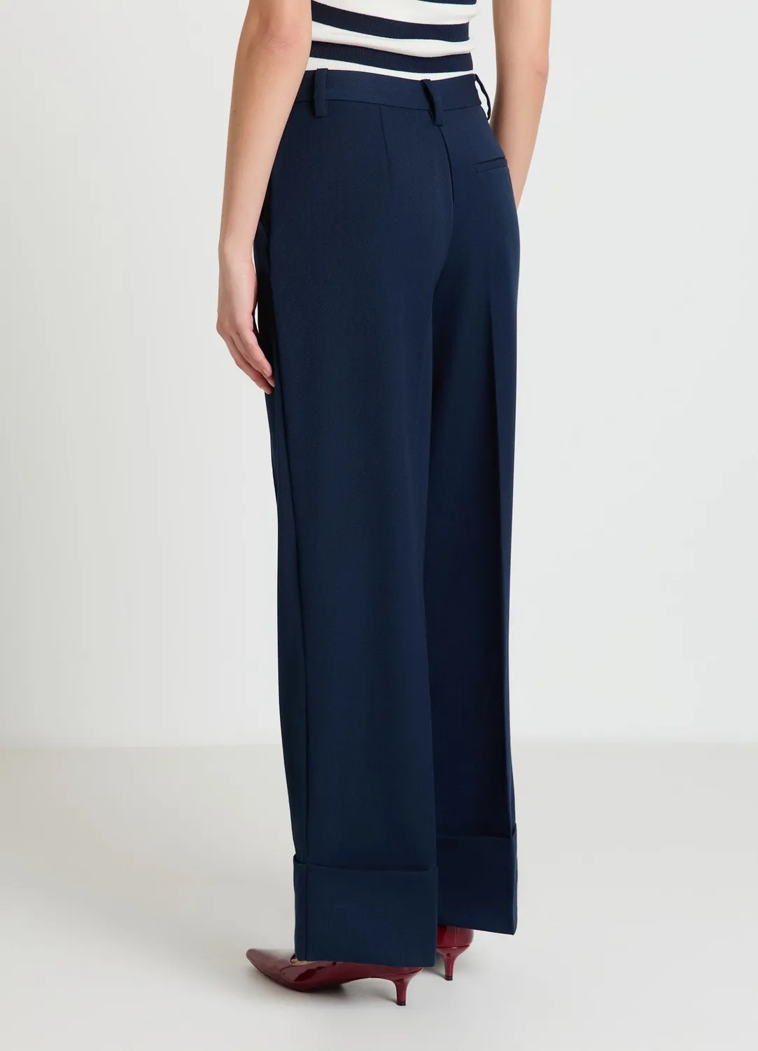 Calliope Pantalon palazzo uni femme revers