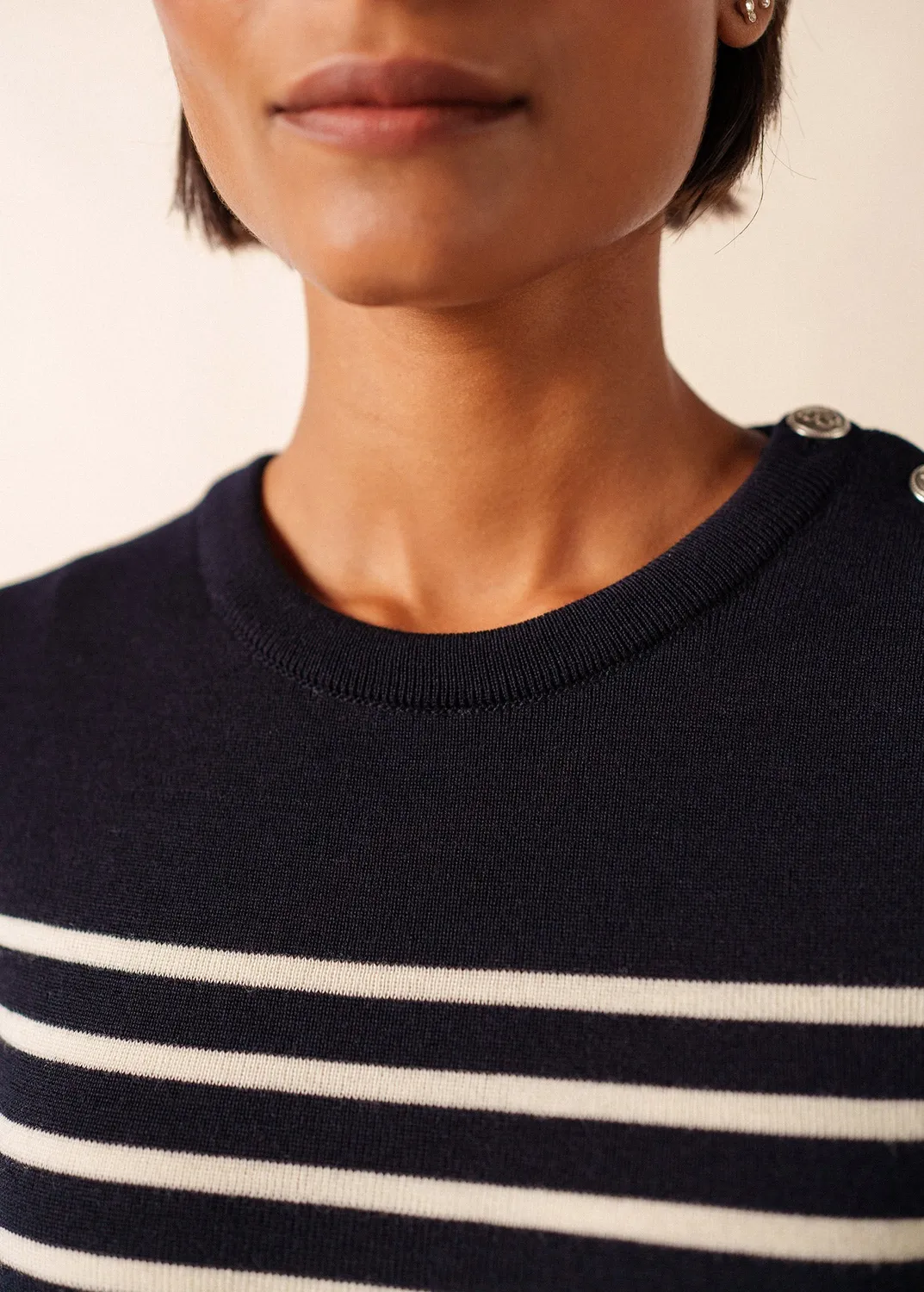 Saint James Marée pull marin navy écume 100% laine