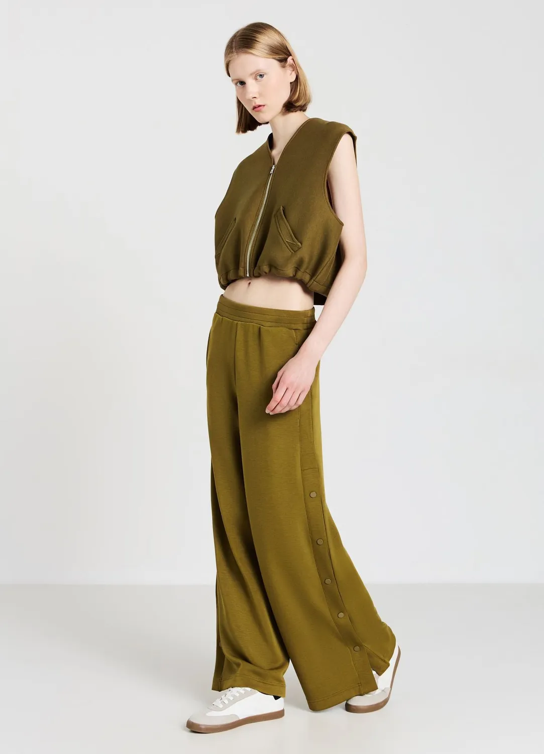 Calliope pantalon palazzo boutons latéraux femme taille unique