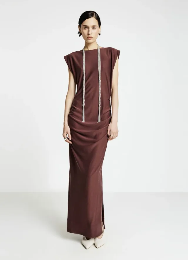 Calliope robe midi moulante femme drapée