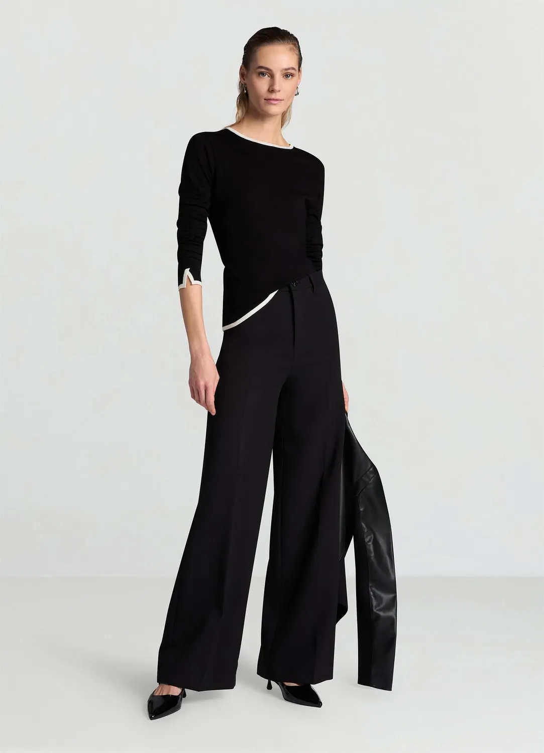 Calliope Profils pull col rond contraste femme