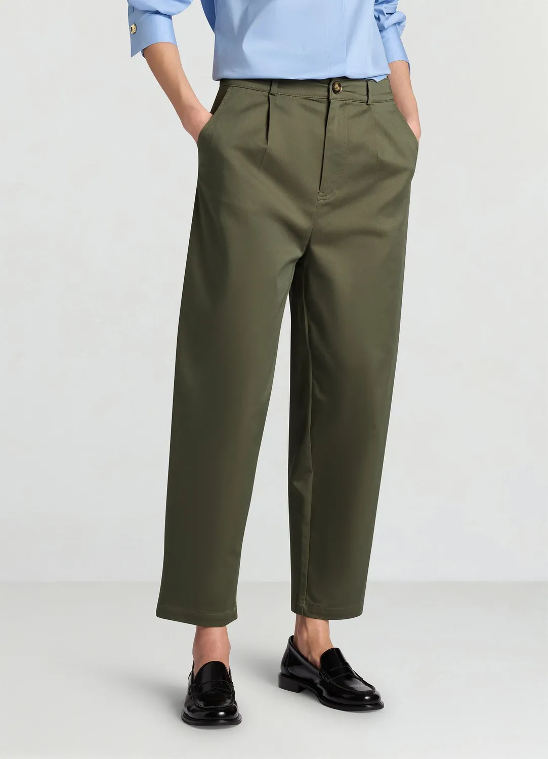 Calliope Carrot pantalon coton femme uni coupe regular