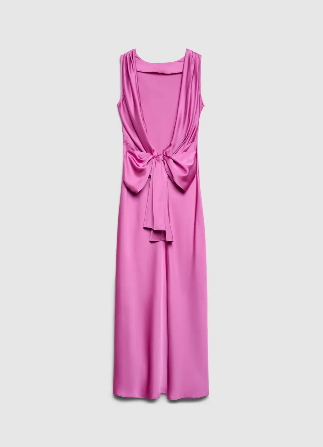 Calliope Robe longue femme satinée dos nu nœud