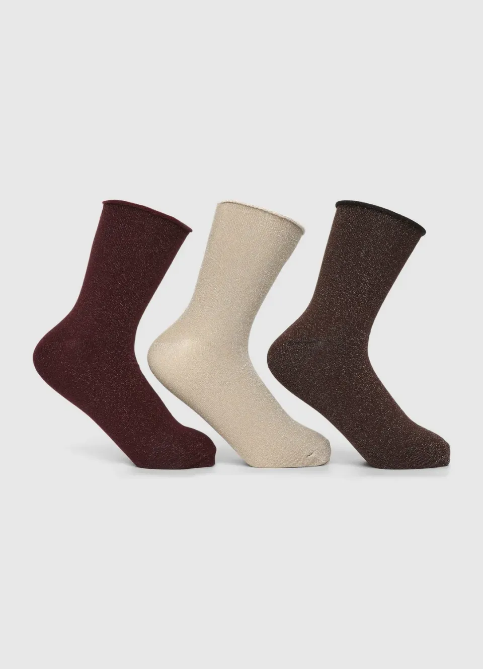 Calliope Pack 3 socquettes femme effet brillant