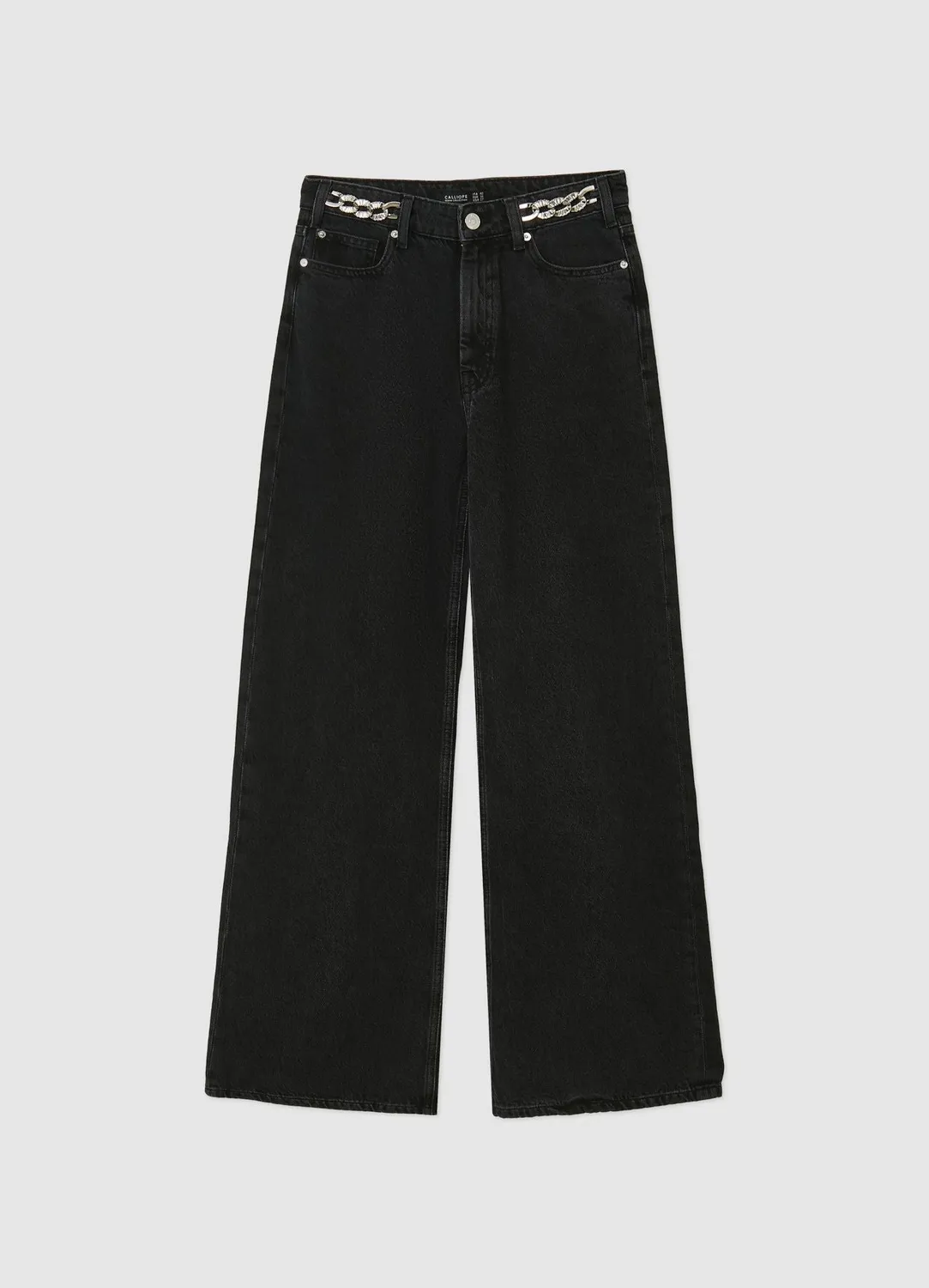 Calliope Wide Leg jean femme large chaîne strass