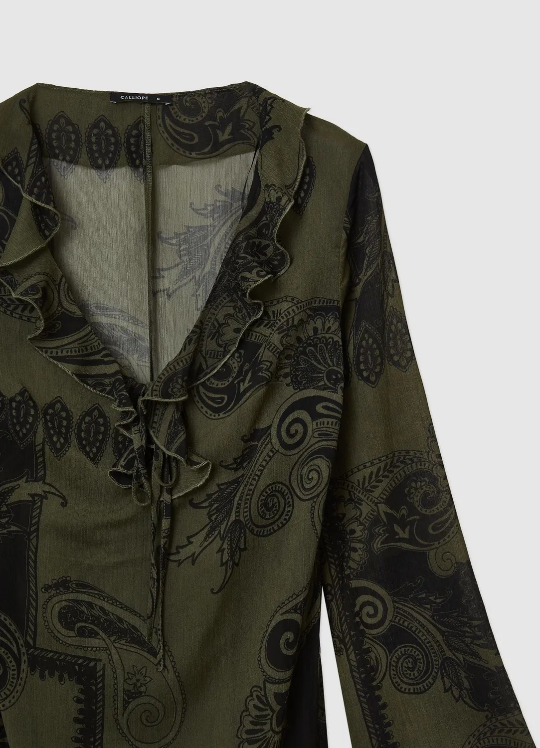 Calliope robe longue paisley georgette manches longues fluide