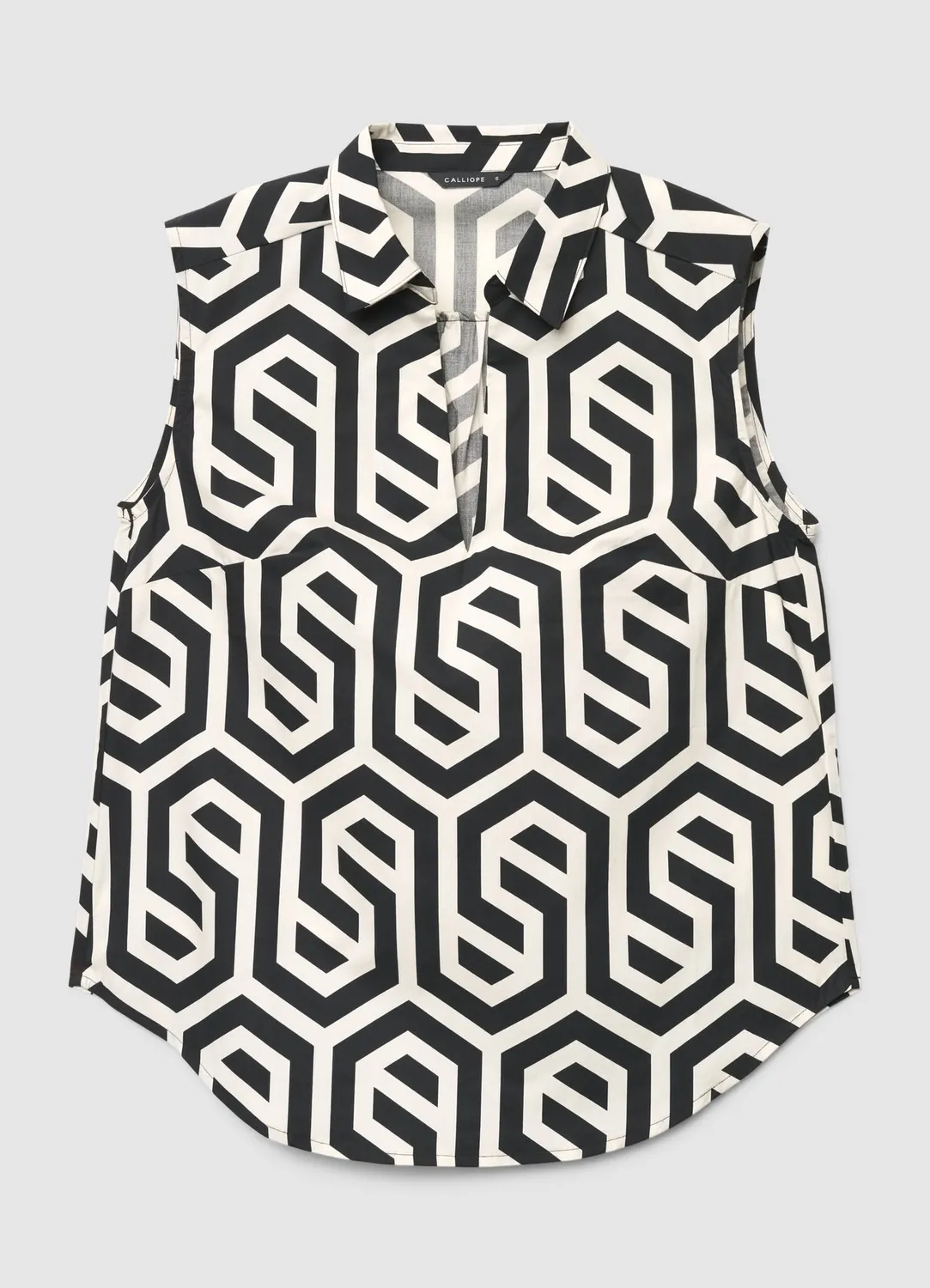 Calliope Top sans manches col chemise imprimé géométrique