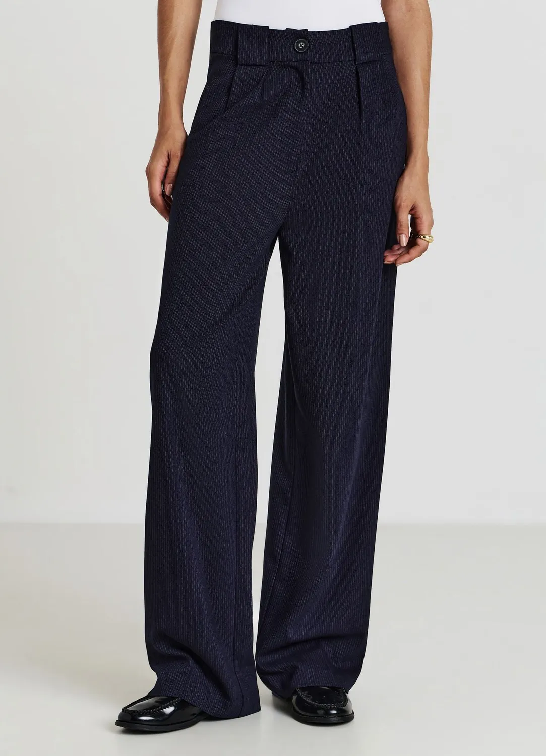 Calliope pantalon palazzo rayé femme bouton zip