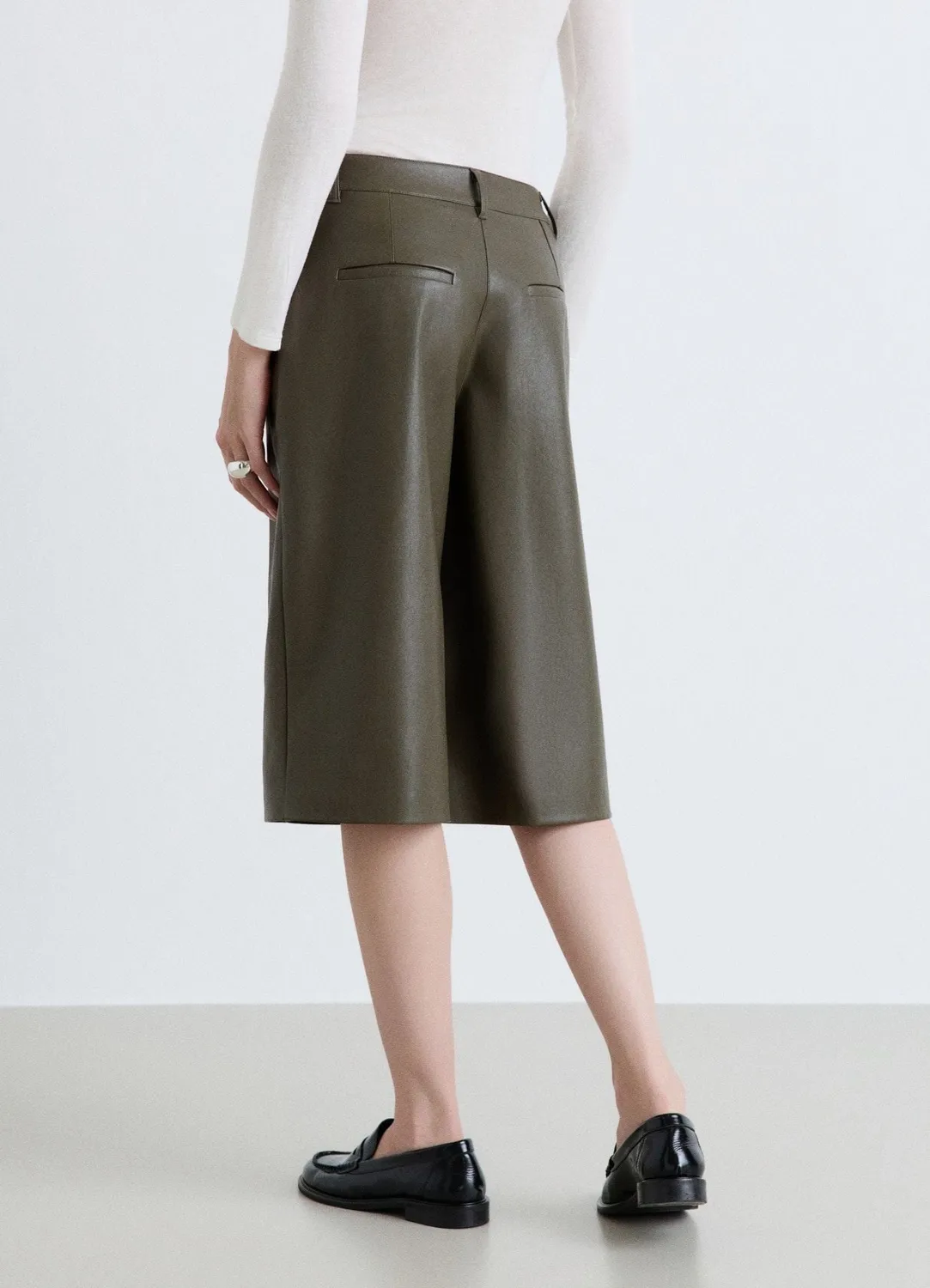 Calliope Bermuda uni femme taille haute poches