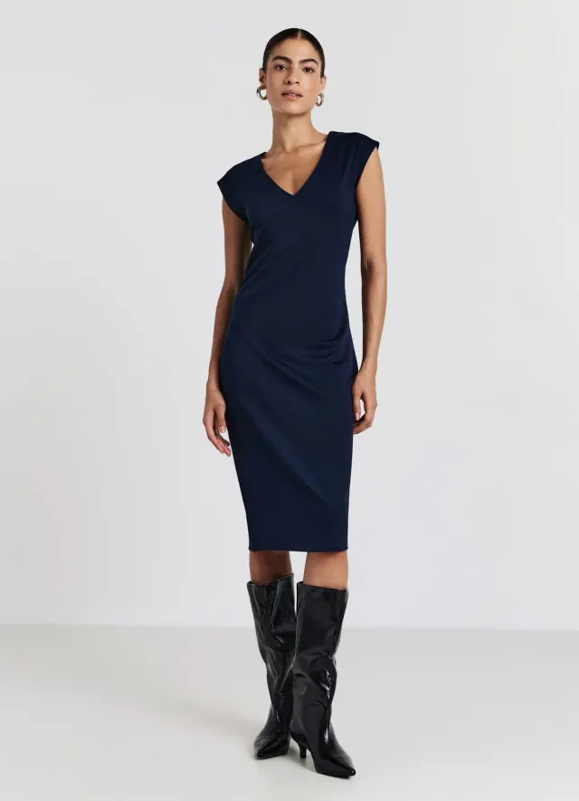 Calliope Atelier Tubino robe tube col V fente dos