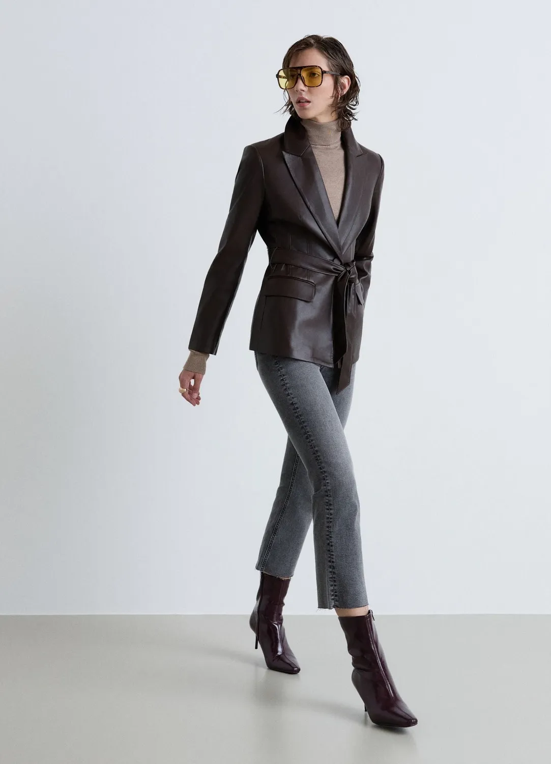 Calliope veste effet cuir ceinture femme blazer
