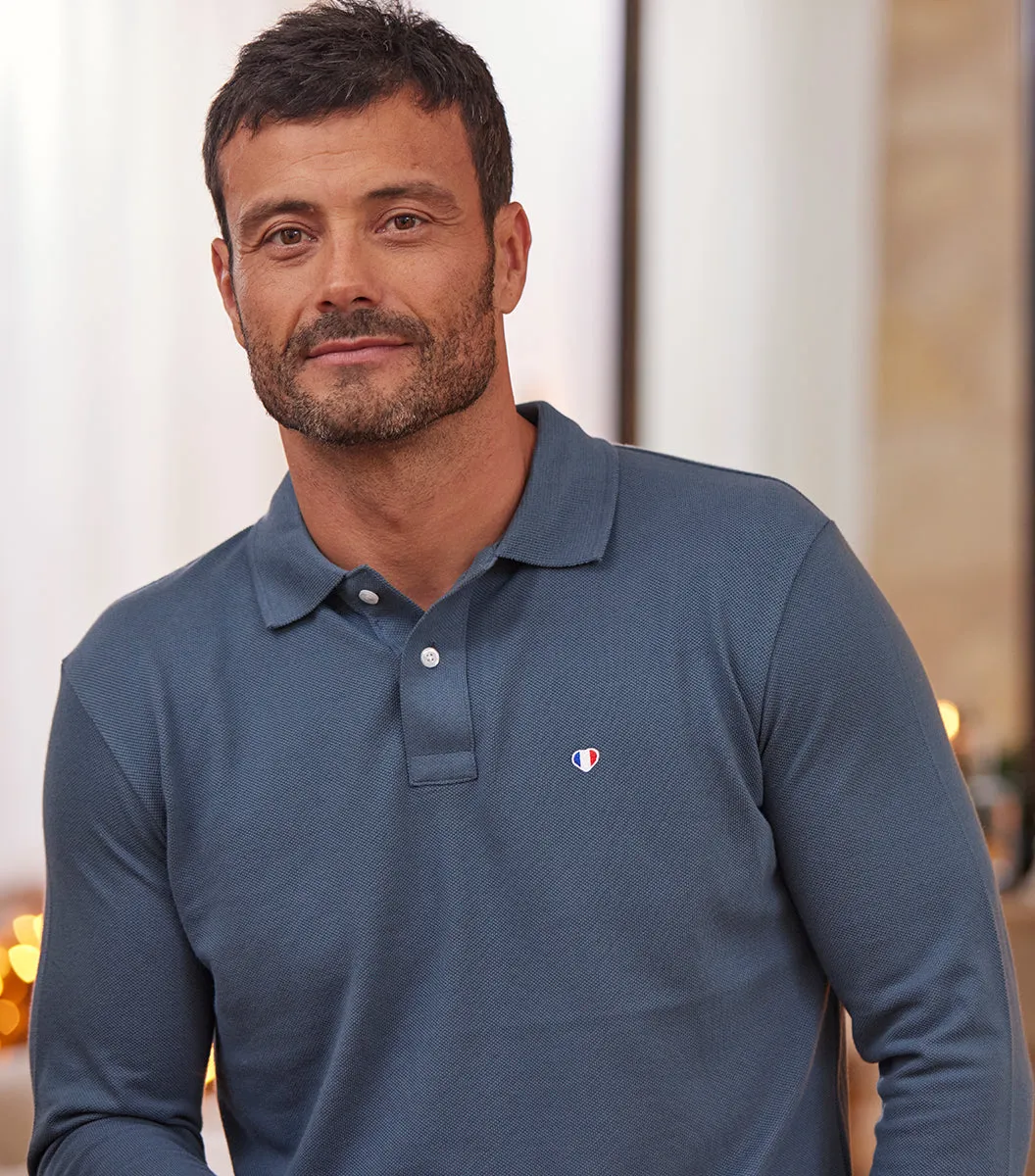 Cocorico Iconique Polo Homme Manches Longues Azur