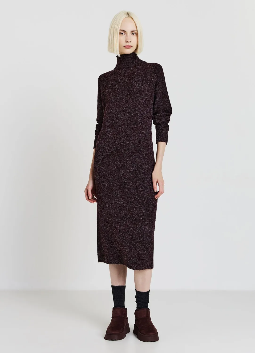 Calliope robe pull femme col roulé maille unie