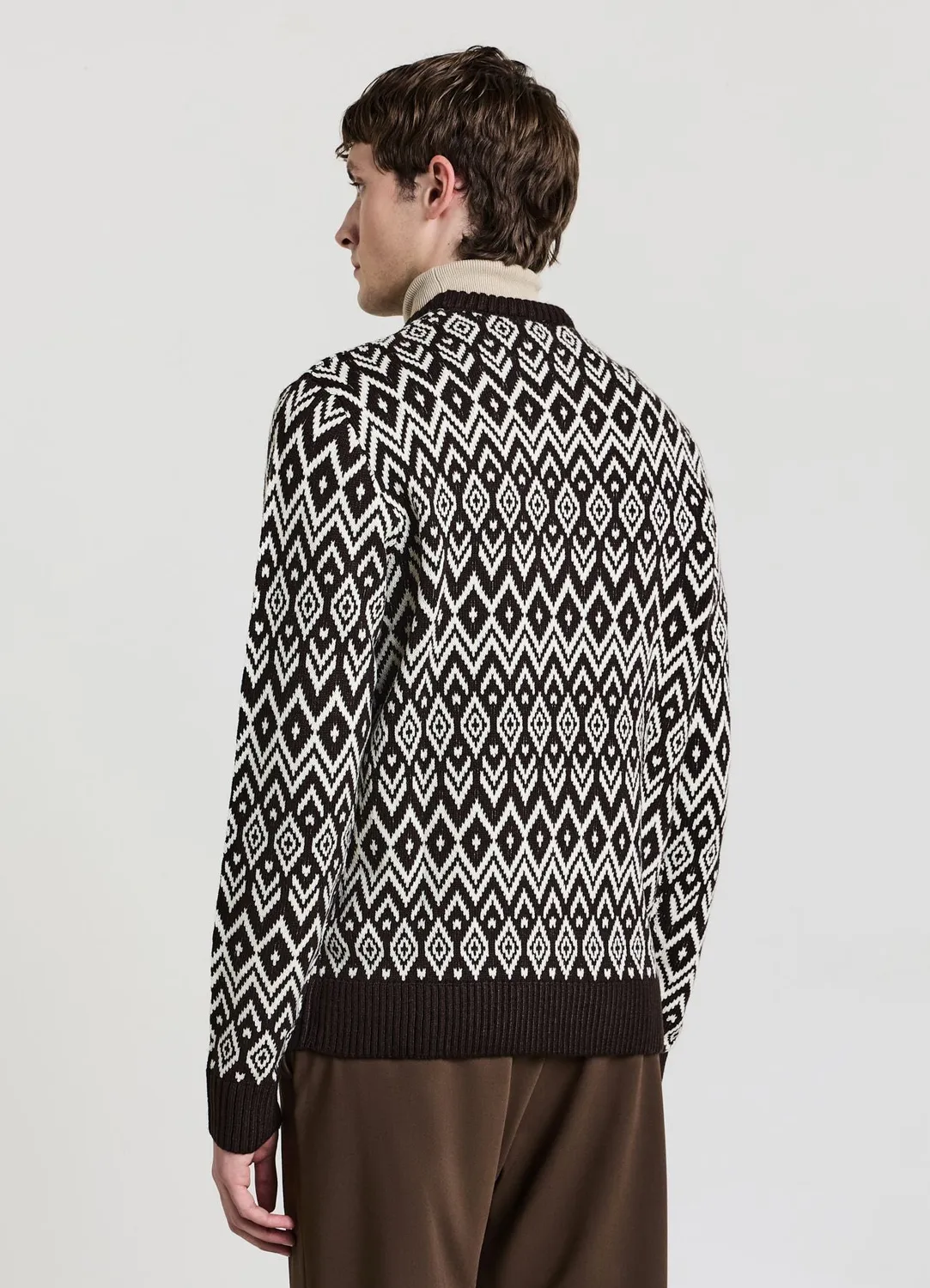 Calliope pull jacquard homme col rond manches longues