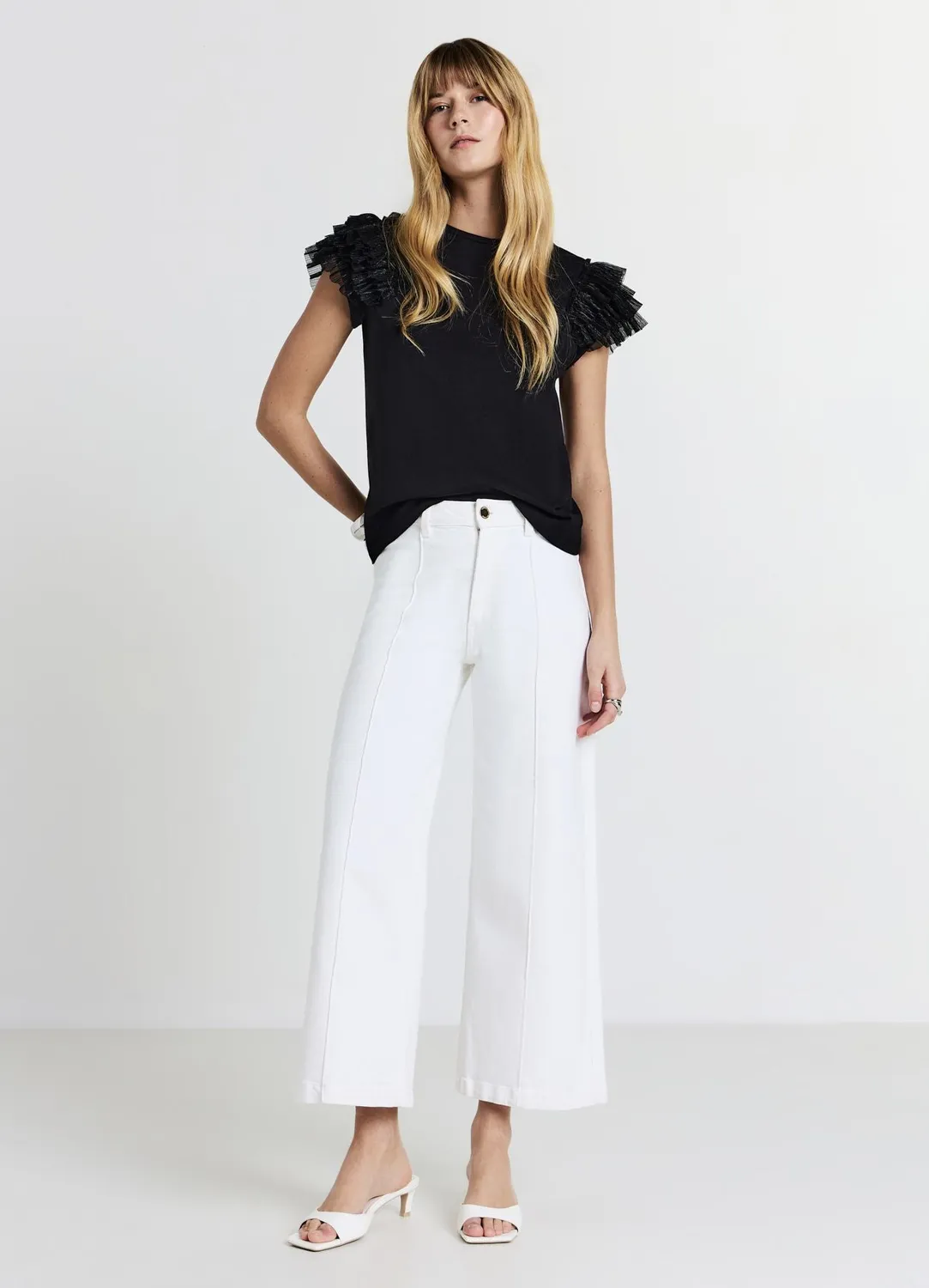 Calliope T-shirt femme manches tulle coton