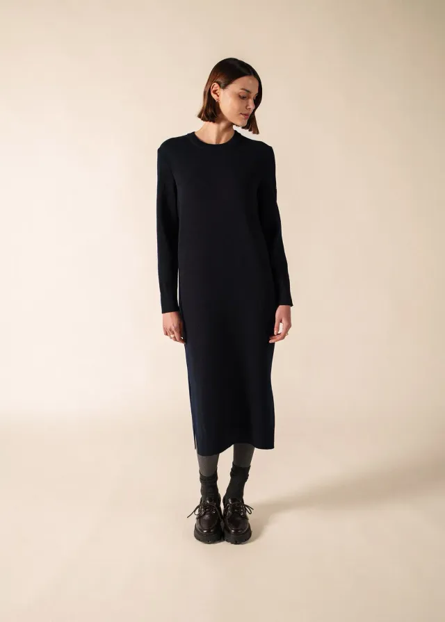 Saint James Ascou robe navy laine coupe droite