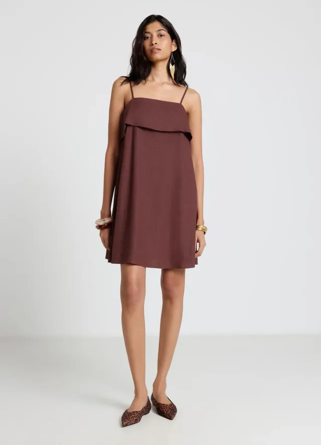 Calliope Mini Évasé Robe Femme Lin Bretelles